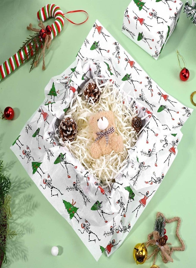 Bolsome 100Sheets Christmas Tissue Paper Funny Dancing Skeleton Xmas Tree Santa Hat Printed Tissue Paper for Gift Wrapping for Winter Holidays DIY Craft Supplies - Image 5
